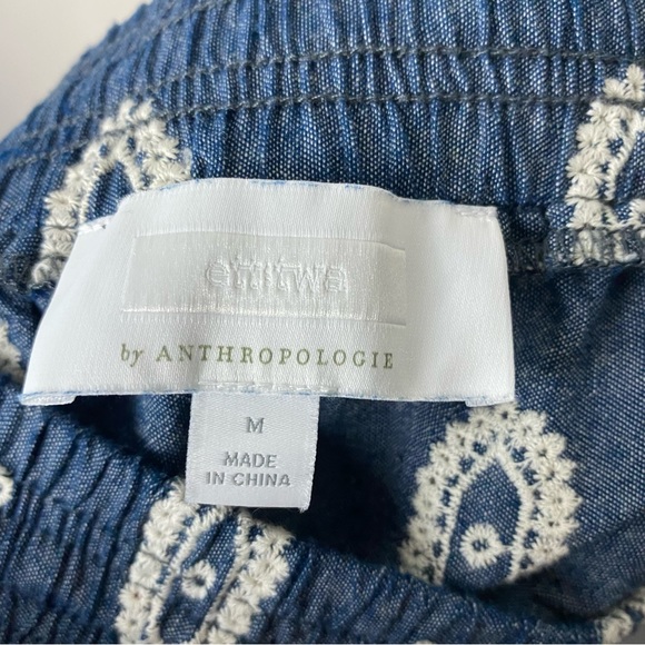 Anthropologie ett:twa Eyelet Chambray Pull On Casual Comfy Shorts size Medium - Picture 13 of 13